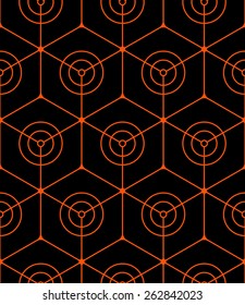 Seamless abstract background with hexagons and circles