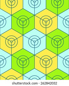 Seamless abstract background with hexagons and circles