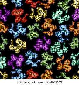 Seamless abstract background with irregular deformed line elements in rainbow colors. Vector EPS10