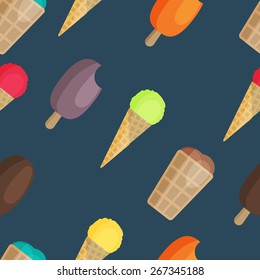 Seamless  abstract background made of  colorful ice cream in flat design