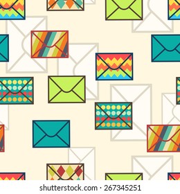 Seamless abstract background made of colorful envelopes in flat design