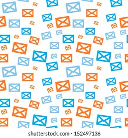 The seamless abstract background made out of blue and orange envelopes / Envelopes background / Seamless background