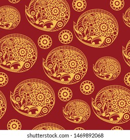 Seamless abstract background with metal rat,  symbol of 2020. Texture (pattern) for textile, wallpapers, print, wrapping, scrapbooking, book cover, cloth. New year design. Vector illustration.
