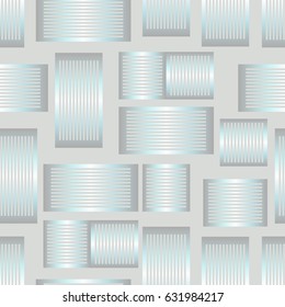 Seamless abstract background with metallic silver rectangle patterns, 3d optical art illusion