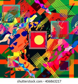 Seamless, abstract background in mixed, summer colors. Vector.