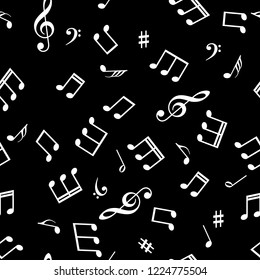 Seamless abstract background with music symbols. Vector illustration.