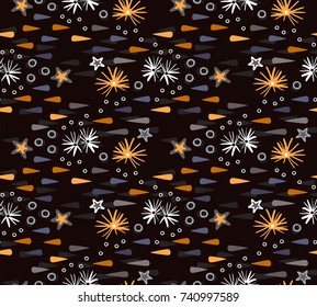Seamless abstract background with nature motif. Hand drawn illustration