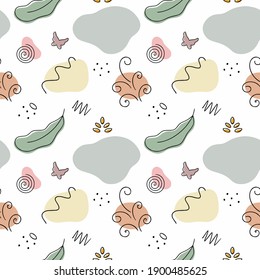 Seamless abstract background. Objects in the hand drawn style. Pattern for sewing clothes, printing on fabric, packaging paper.