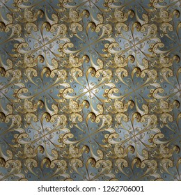 Seamless abstract background. Oriental vector classic neutral and beige and golden pattern. Vector illustration.