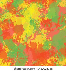 Seamless abstract background of paint strokes red, yellow, green