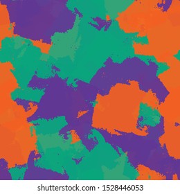 Seamless abstract background of paint strokes orange, green, purple. Texture for printing on fabric, business cards, posters
