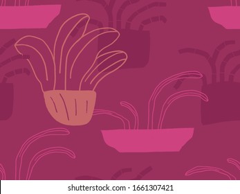 Seamless abstract background pattern in bright summer positive color. Floral pattern with contour and fill in abstract forms. 