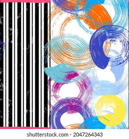 seamless abstract background pattern, with circles, stripes, paint strokes and splashes