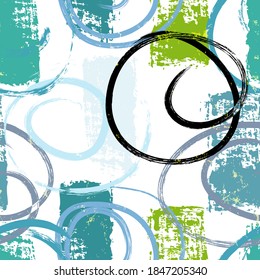 seamless abstract background pattern, with circles/swirls, paint strokes and splashes