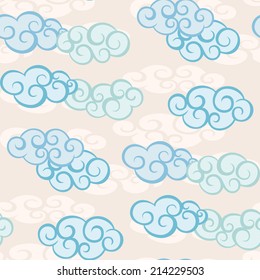 Seamless abstract background pattern with clouds. Vector illustration.