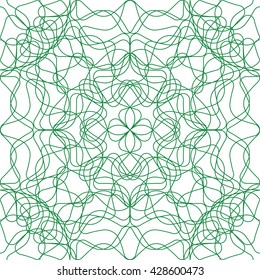 Seamless abstract background pattern with green guilloche ornament on white (transparent) background. Vector illustration eps