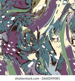 seamless abstract background pattern, illustration with circles, waves, paint strokes and splashes