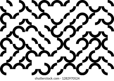 Seamless abstract background pattern made with quarter of circle strokes. Playful and modern vector art.