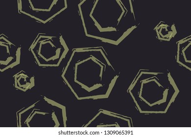Seamless, abstract background pattern made brush strokes in flower abstraction in green color. Modern, decorative vector art.