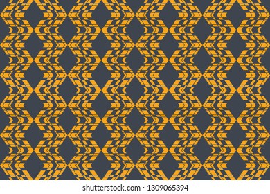 Seamless abstract background pattern made with geometric shapes (rhombus and parallelogram). Decorative vector art in yellow and grey colors.