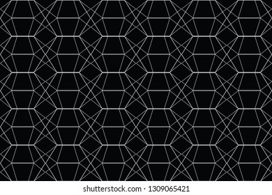 Seamless, abstract background pattern made with repeated hexagon shapes in technology abstraction. Geometric and decorative vector art.