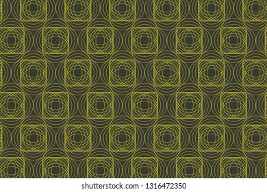 Seamless abstract background pattern made with repeated circles in green color. Decorative, optical vector art.