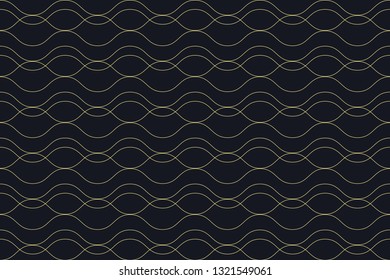 Seamless, abstract background pattern made with curvy thin lines in water / wave abstraction. Decorative, elegant vector art in yellow / green color.