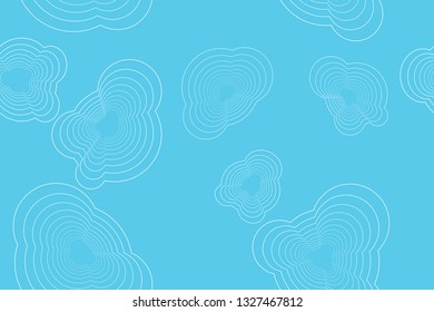 Seamless, abstract background pattern made with organic shaped repeated lines in clouds abstraction. Cute, playful vector art in blue color.