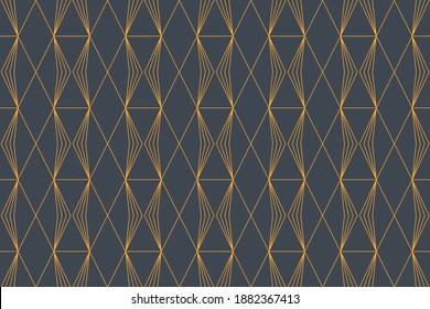 Patrón de fondo abstracto y sin soldadura hecho con líneas que forman formas hexagonales y geométricas triangulares. Arte vector decorativo, sencillo y moderno en colores amarillos y grises.
