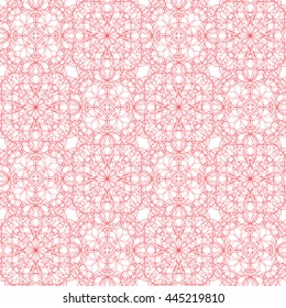 Seamless abstract background pattern with red guilloche ornament isolated on white (transparent) background. Vector illustration eps