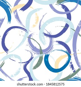 seamless abstract background pattern, with semicircles/circles, paint strokes and splashes