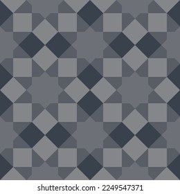 Seamless abstract background pattern. Square shape and gray eight-pointed star. Texture design for vector illustration.