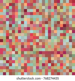 Seamless abstract background with red, brown, green squares, vector illustration