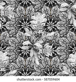 Seamless abstract background with repeating elements. And white pattern. Elegant vector classic pattern.