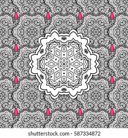 Seamless abstract background with repeating elements. Pink and white pattern. Elegant vector classic pattern.
