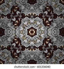 Seamless abstract background with repeating elements. Brown and golden pattern. Elegant vector classic pattern.