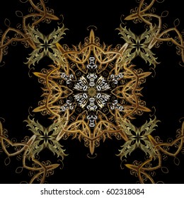 Seamless abstract background with repeating elements. Black and golden pattern. Elegant vector classic pattern.