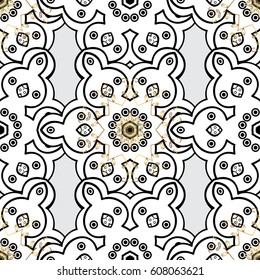 Seamless abstract background with repeating elements. Gray and golden pattern. Elegant vector classic pattern.