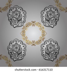 Seamless abstract background with repeating elements. Gray and golden pattern. Elegant vector classic pattern.
