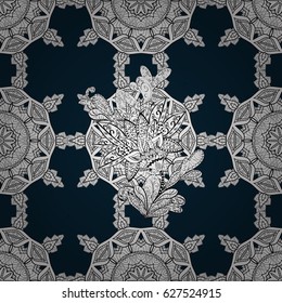 Seamless abstract background with repeating elements. Blue and white pattern. Elegant vector classic pattern.
