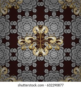 Seamless abstract background with repeating elements. Brown and golden pattern. Elegant vector classic pattern.