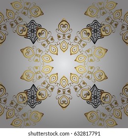 Seamless abstract background with repeating elements. Gray and golden pattern. Elegant vector classic pattern.