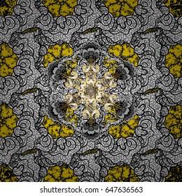 Seamless abstract background with repeating elements. Yellow and golden pattern. Elegant vector classic pattern.