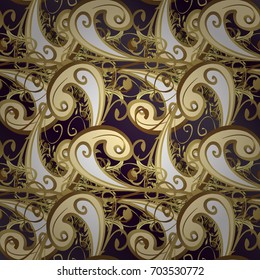 Seamless abstract background with repeating elements. And golden pattern. Elegant vector classic pattern.