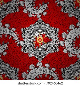 Seamless abstract background with repeating elements. Red and golden pattern. Elegant vector classic pattern.