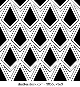 Seamless Abstract background with rhombuses in black and white.