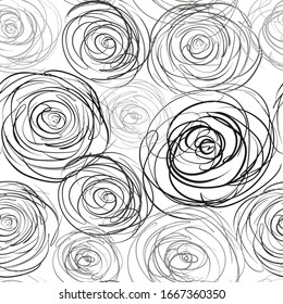 Seamless abstract background with roses white and black