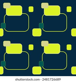 Seamless abstract background with rounded squares of various sizes in green. Vintage green design, fabric pattern