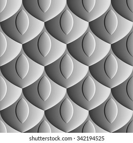 Seamless abstract background - scales embossed design. Dark tone. Vector 3D illustration EPS8.