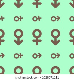 Seamless abstract background with sign of male or female. Cartoon style vector.